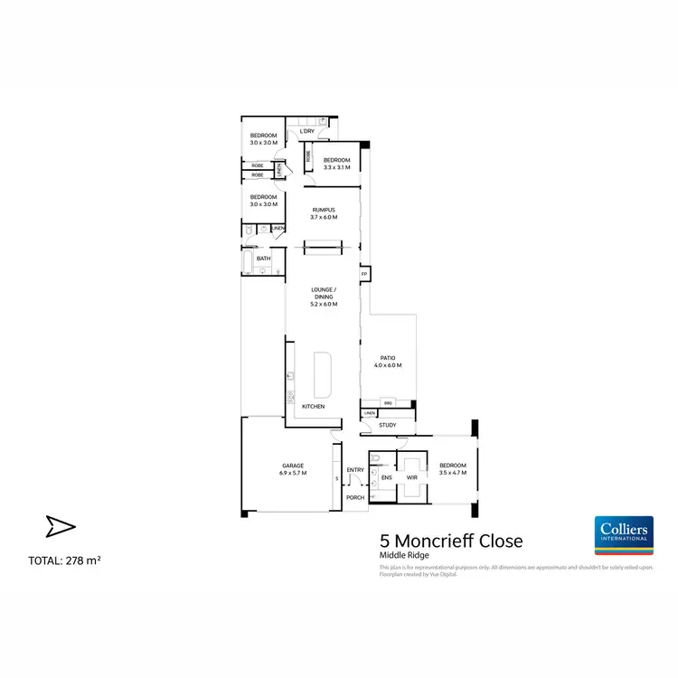 Floorplan of Homely house listing, 5 Moncrieff Close, Middle Ridge QLD 4350