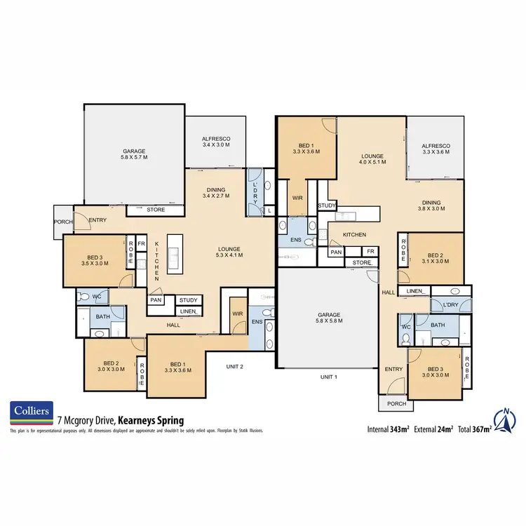 Floorplan of Homely villa listing, 1&2/7 McGrory Drive, Kearneys Spring QLD 4350
