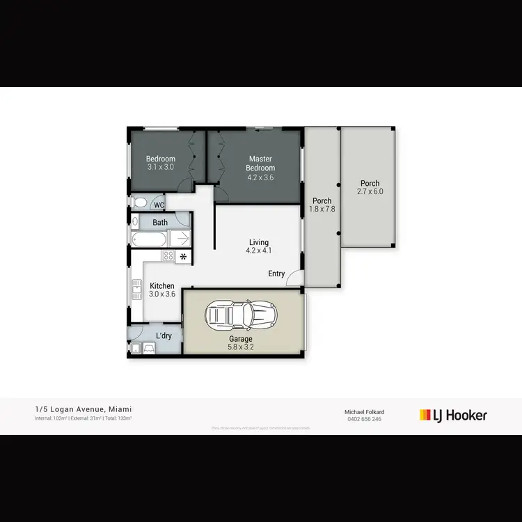 Floorplan of Homely semi-detached listing, 1/5 Logan Avenue, Miami QLD 4220