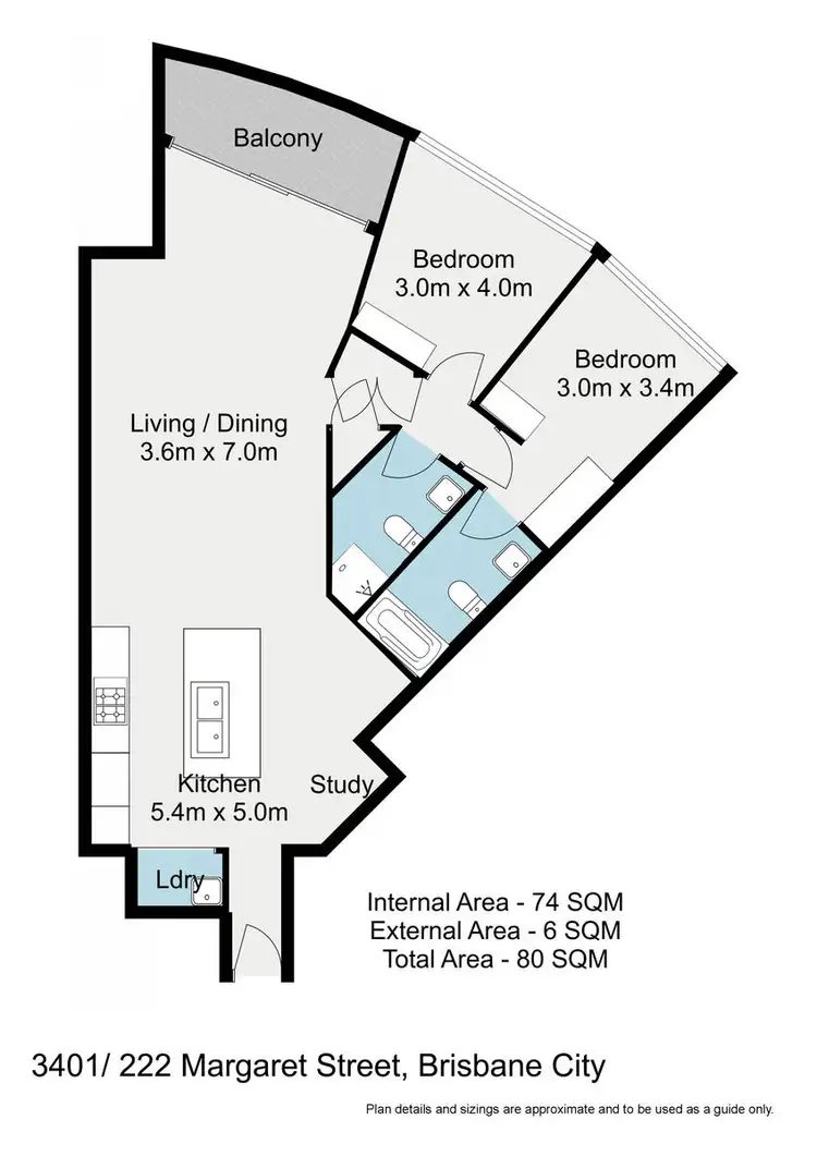 Floorplan of Homely apartment listing, 3401/222 Margaret Street, Brisbane City QLD 4000