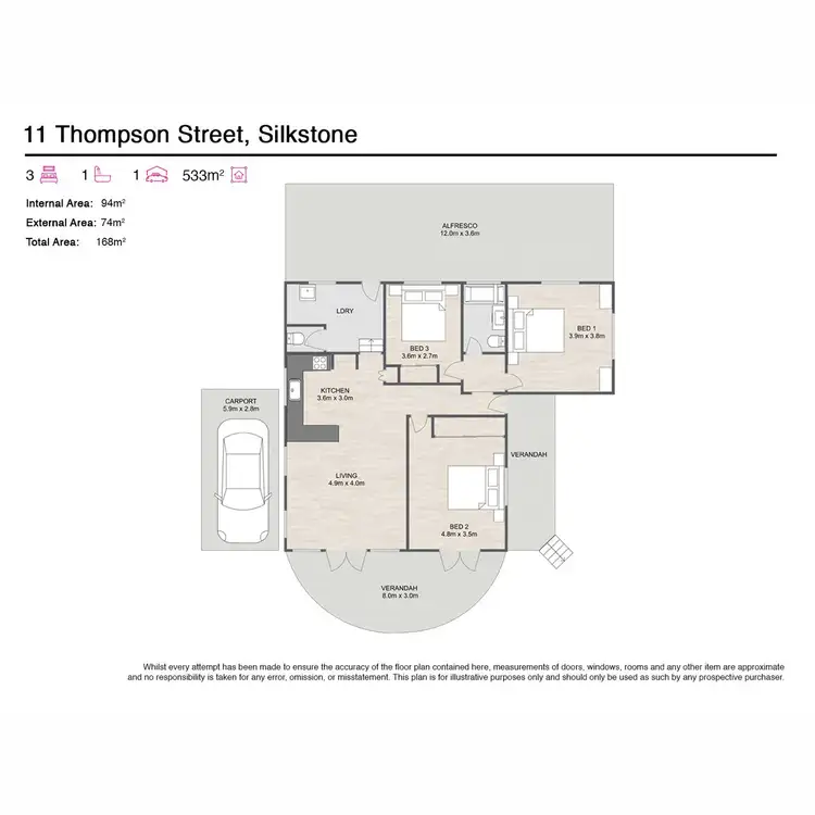 Floorplan of Homely house listing, 11 Thompson Street, Silkstone QLD 4304