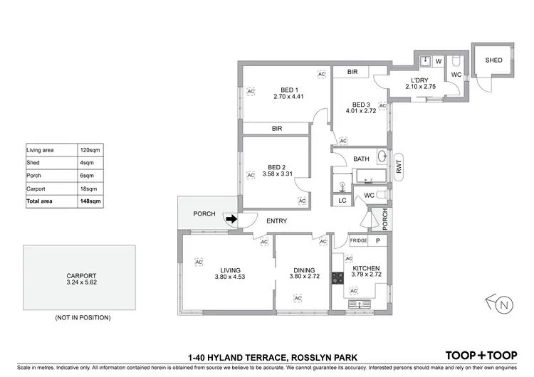 Floorplan of Homely house listing, 1/40 Hyland Terrace, Rosslyn Park SA 5072