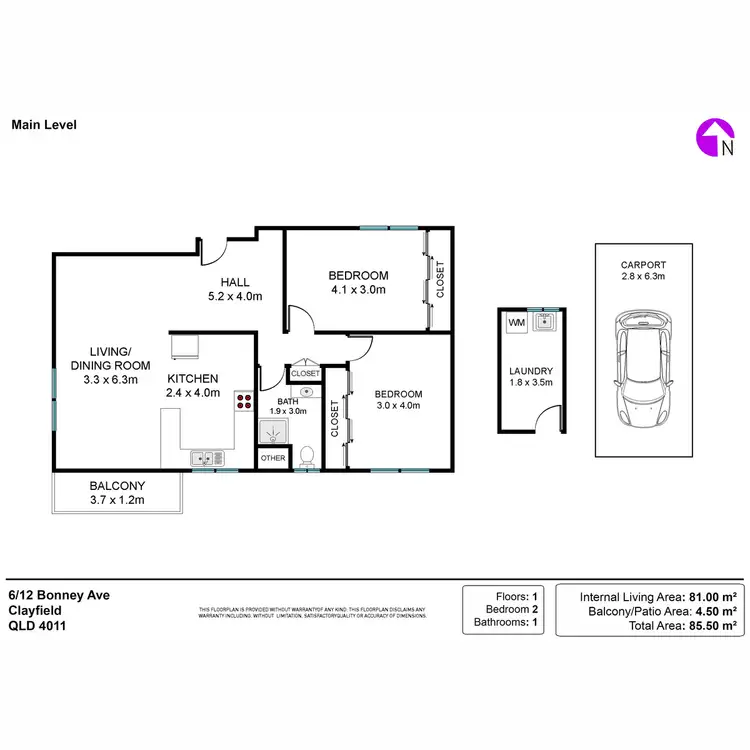 Floorplan of Homely unit listing, 6/12 Bonney Avenue, Clayfield QLD 4011