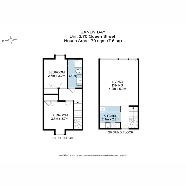 Floorplan of Homely townhouse listing, 2/70 Queen Street, Sandy Bay TAS 7005