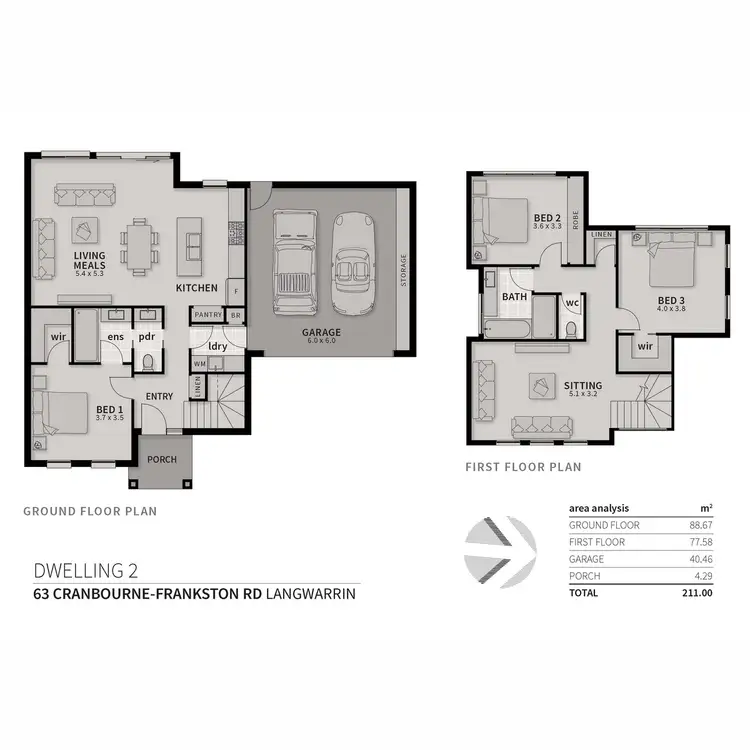 Floorplan of Homely townhouse listing, 2/63 Cranbourne Frankston Road, Langwarrin VIC 3910