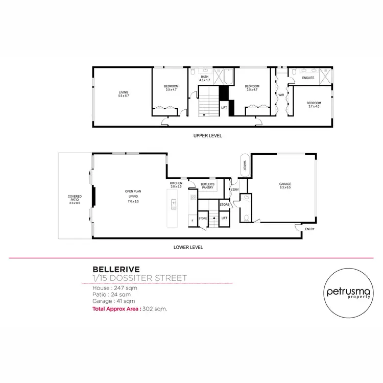 Floorplan of Homely townhouse listing, 1 & 2/15 Dossiter Street, Bellerive TAS 7018