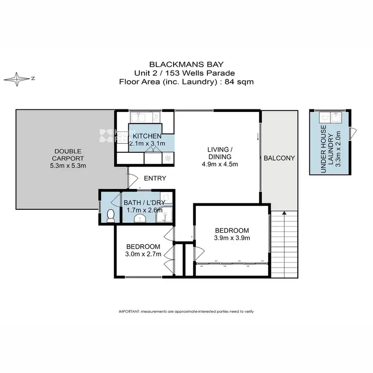 Floorplan of Homely unit listing, 2/153 Wells Parade, Blackmans Bay TAS 7052