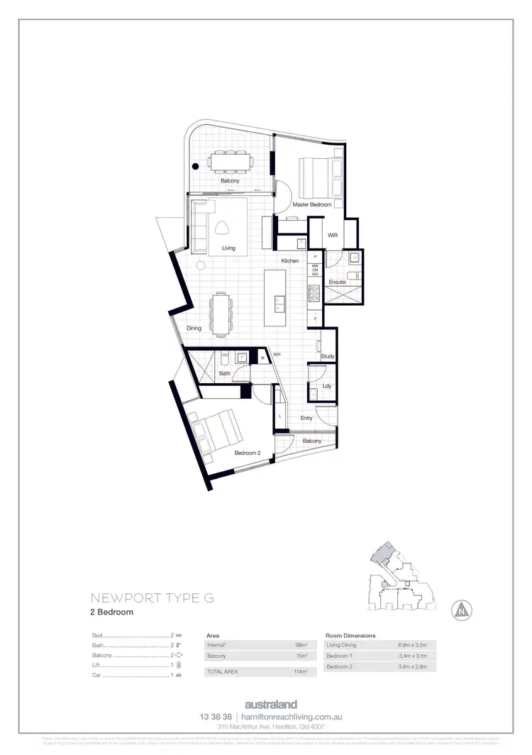 Floorplan of Homely apartment listing, 9401/50 Parkside Circuit, Hamilton QLD 4007