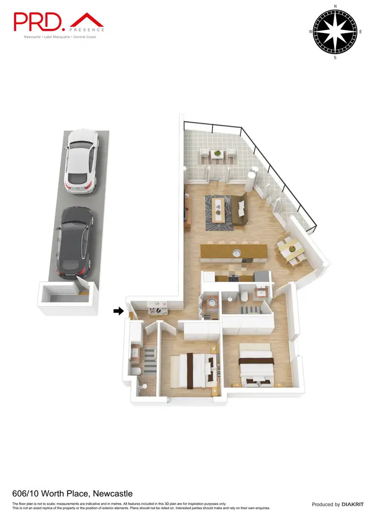 Floorplan of Homely unit listing, 606/10 Worth Place, Newcastle NSW 2300