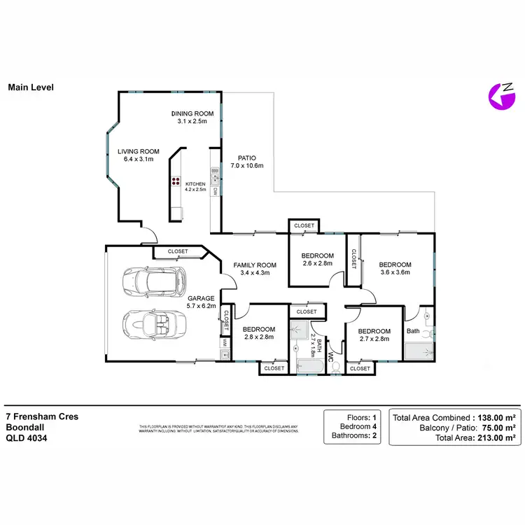 Floorplan of Homely house listing, 7 Frensham Crescent, Boondall QLD 4034