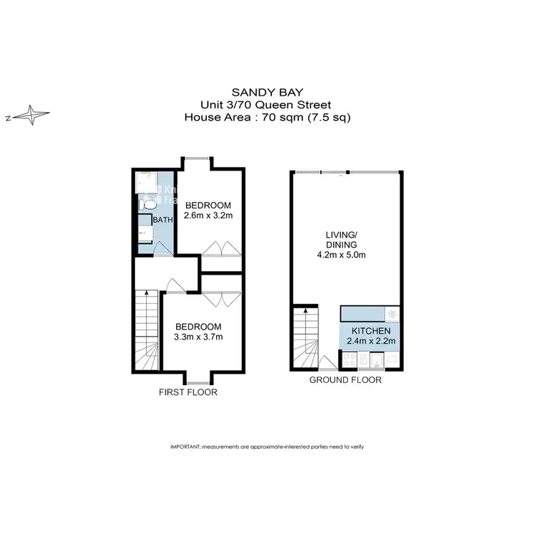 Floorplan of Homely townhouse listing, 3/70 Queen Street, Sandy Bay TAS 7005
