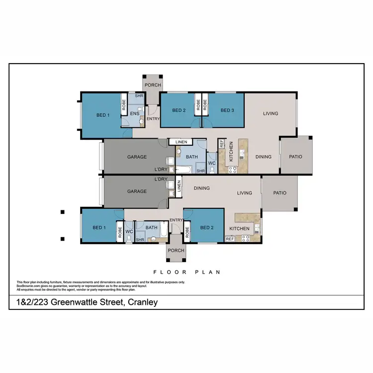 Floorplan of Homely semi-detached listing, 223 Greenwattle Street, Cranley QLD 4350