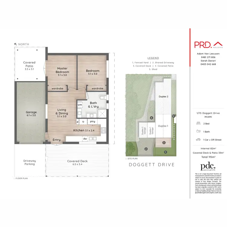 Floorplan of Homely semi-detached listing, 1/15 Doggett Drive, Miami QLD 4220