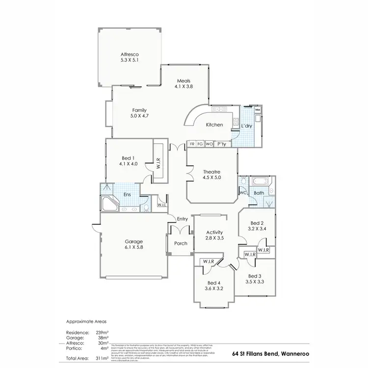 Floorplan of Homely house listing, 64 St Fillans Bend, Wanneroo WA 6065