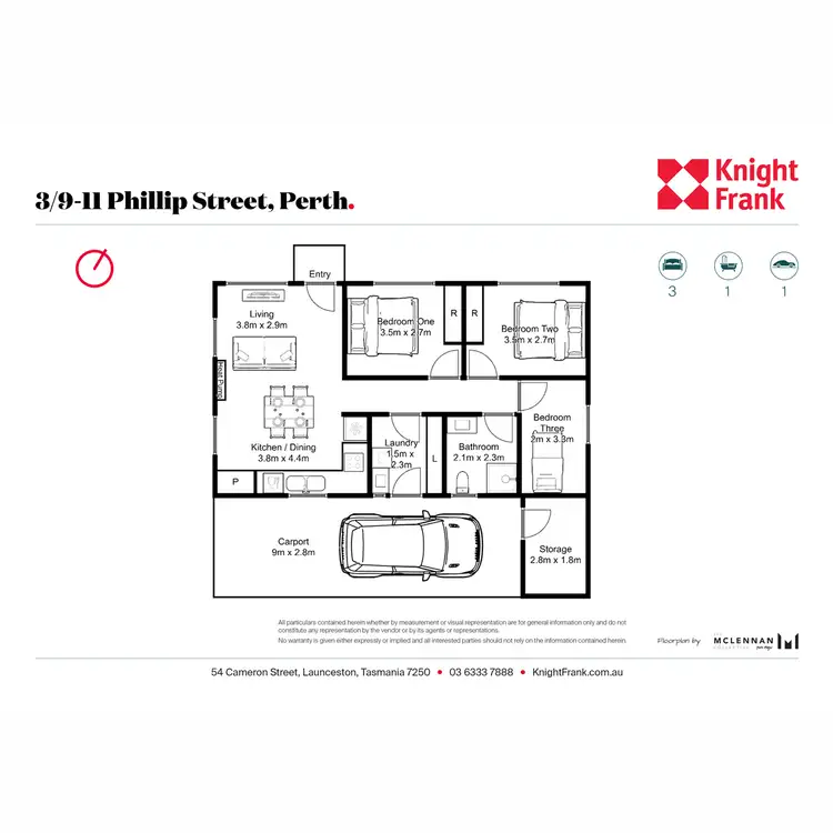 Floorplan of Homely unit listing, 3/9 Phillip Street, Perth TAS 7300
