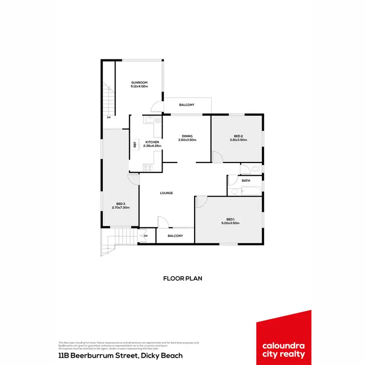 Floorplan of Homely semi-detached listing, 11B Beerburrum Street, Dicky Beach QLD 4551