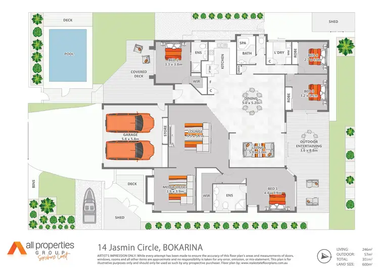 Floorplan of Homely house listing, 14 Jasmin Circle, Bokarina QLD 4575