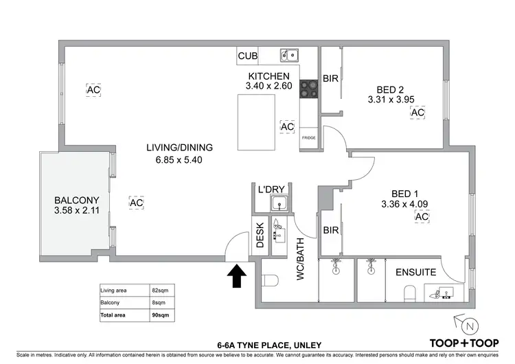 Floorplan of Homely apartment listing, 6/6A Tyne Place, Unley SA 5061