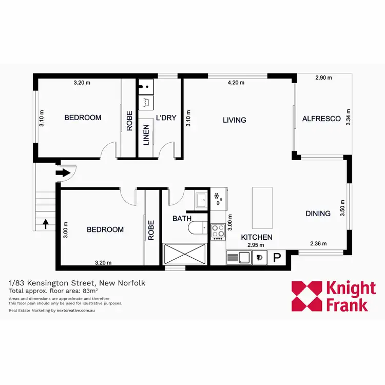 Floorplan of Homely townhouse listing, 2/83 Kensington Street, New Norfolk TAS 7140