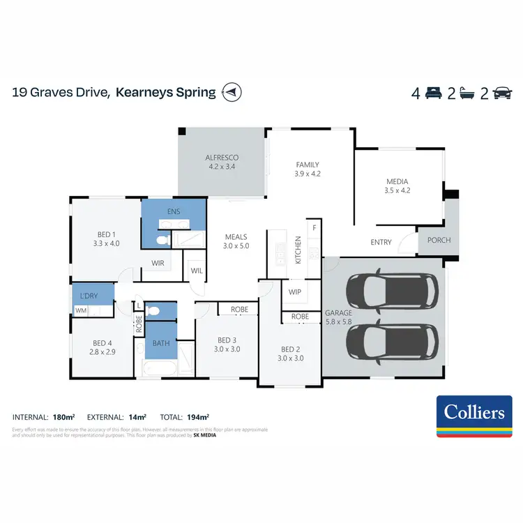 Floorplan of Homely house listing, 19 Graves Drive, Kearneys Spring QLD 4350