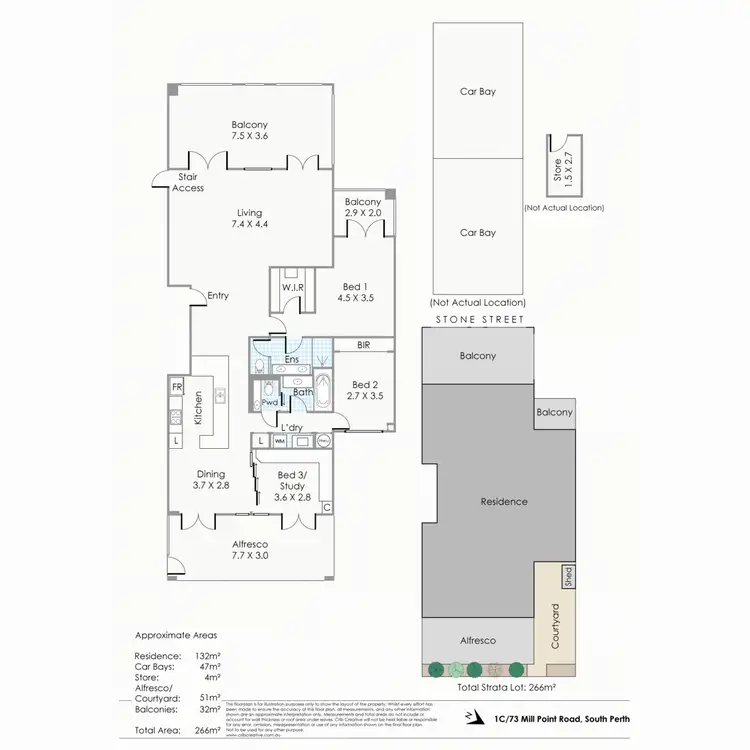 Floorplan of Homely apartment listing, 1C/73 Mill Point Road, South Perth WA 6151