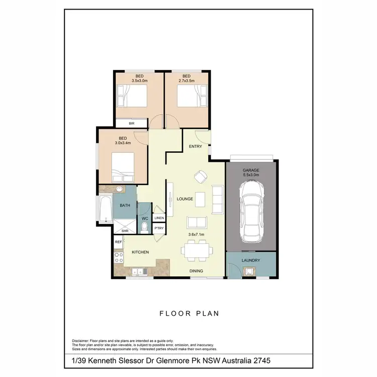 Floorplan of Homely semi-detached listing, 1/39 Kenneth Slessor Drive, Glenmore Park NSW 2745