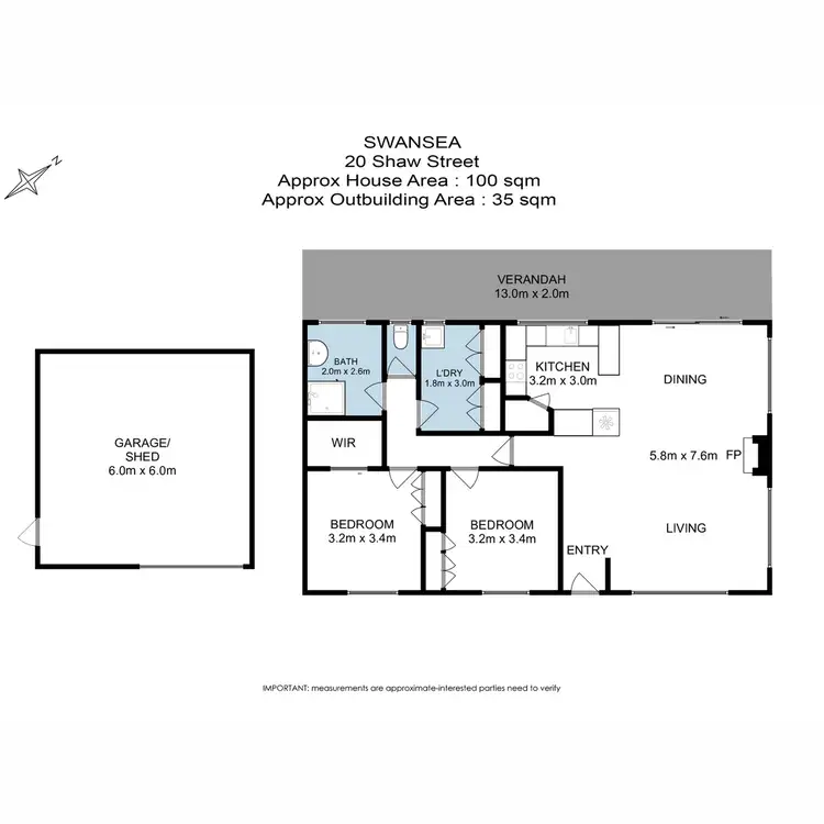 Floorplan of Homely house listing, 20 Shaw Street, Swansea TAS 7190