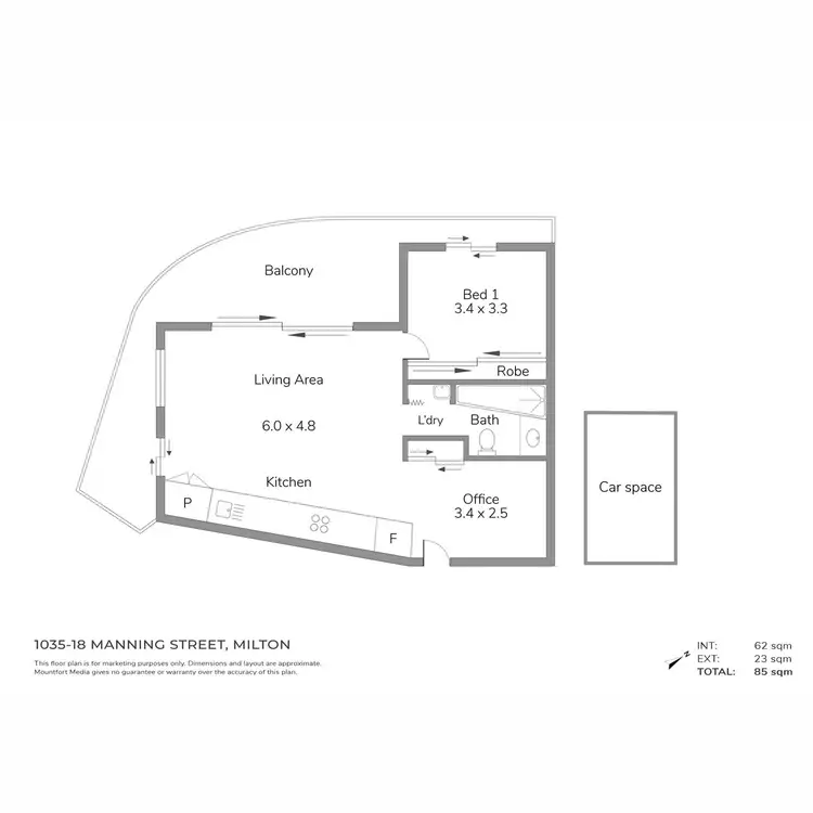 Floorplan of Homely apartment listing, 1035/18 Manning Street, Milton QLD 4064