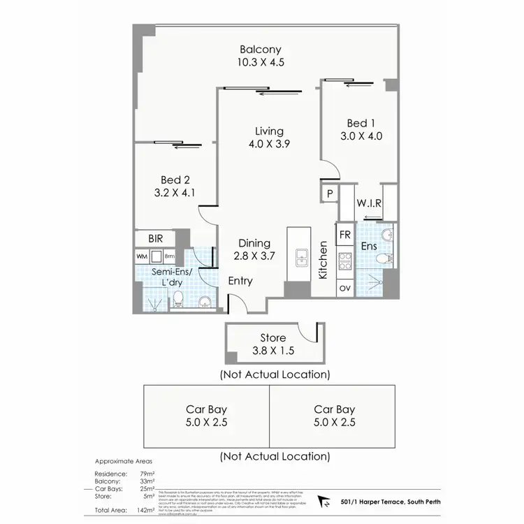 Floorplan of Homely apartment listing, 501/1 Harper Terrace, South Perth WA 6151