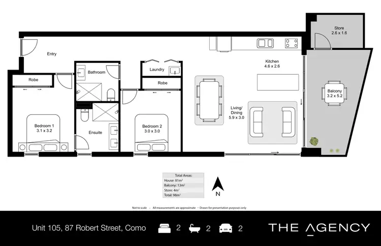 Floorplan of Homely unit listing, 105/87 Robert Street, Como WA 6152