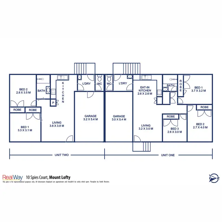 Floorplan of Homely unit listing, 1 & 2/10 Spies Court, Mount Lofty QLD 4350