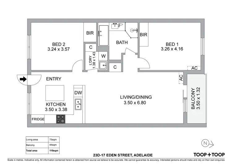 Floorplan of Homely unit listing, 23D/17 Eden Street, Adelaide SA 5000
