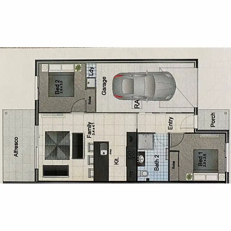 Floorplan of Homely semi-detached listing, 1/21 Baxter Crescent, Caboolture QLD 4510