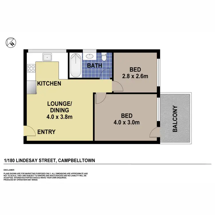 Floorplan of Homely unit listing, 1/180 Lindesay Street, Campbelltown NSW 2560