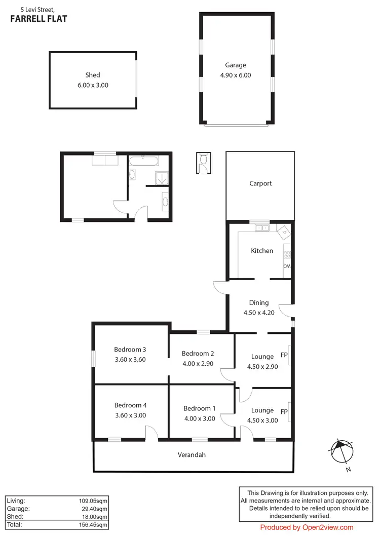 Floorplan of Homely house listing, 5 Levi Street, Farrell Flat SA 5416