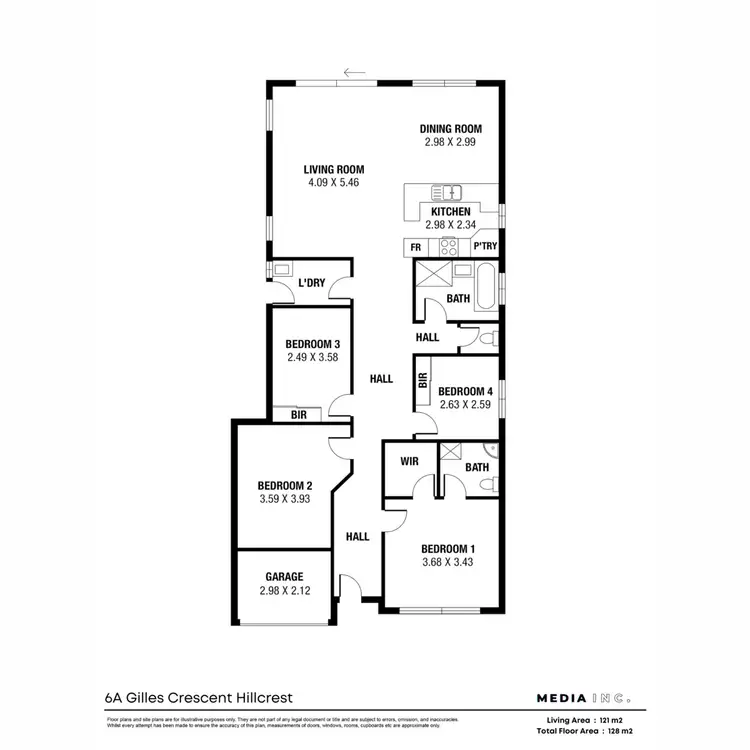 Floorplan of Homely house listing, 6A Gilles Crescent, Hillcrest SA 5086