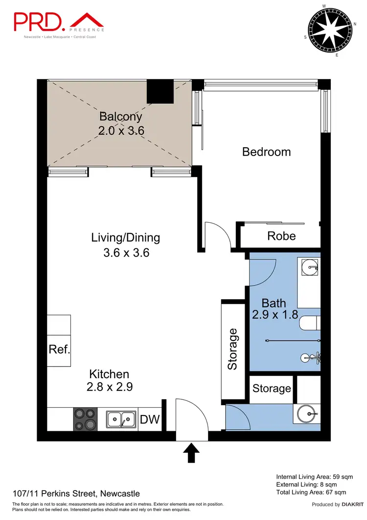 Floorplan of Homely unit listing, 107/11 Perkins Street, Newcastle NSW 2300