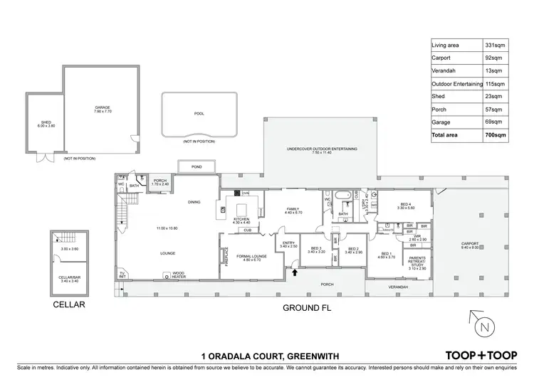 Floorplan of Homely house listing, 1 Oradala Court, Greenwith SA 5125