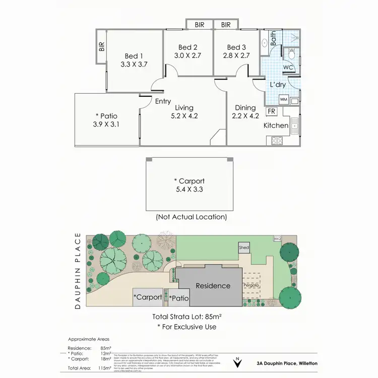 Floorplan of Homely semi-detached listing, 3A Dauphin Place, Willetton WA 6155