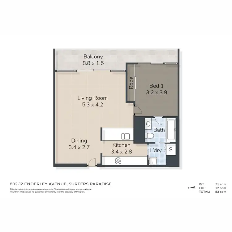 Floorplan of Homely apartment listing, 802/12 Enderley Avenue, Surfers Paradise QLD 4217