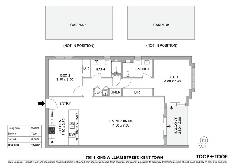 Floorplan of Homely apartment listing, 708/1 King William Street, Kent Town SA 5067
