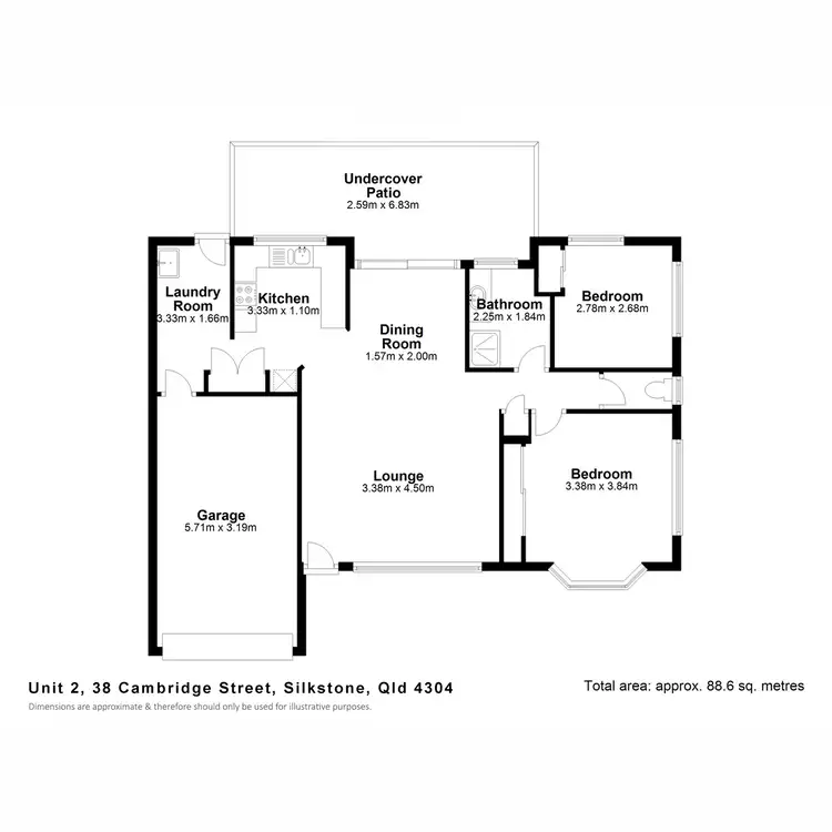 Floorplan of Homely semi-detached listing, 2/38 Cambridge Street, Silkstone QLD 4304