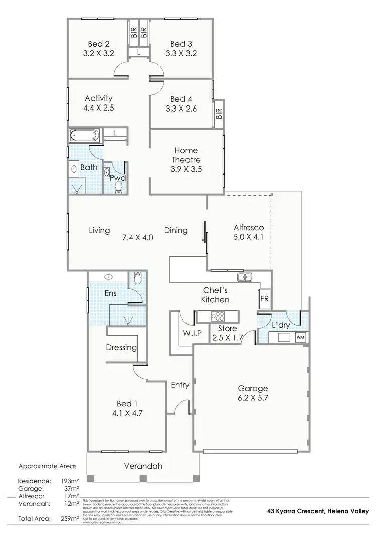 Floorplan of Homely house listing, 43 Kyarra Crescent, Helena Valley WA 6056