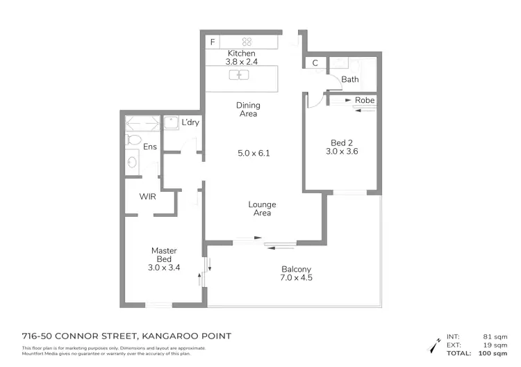 Floorplan of Homely apartment listing, 716/50 Connor Street, Kangaroo Point QLD 4169