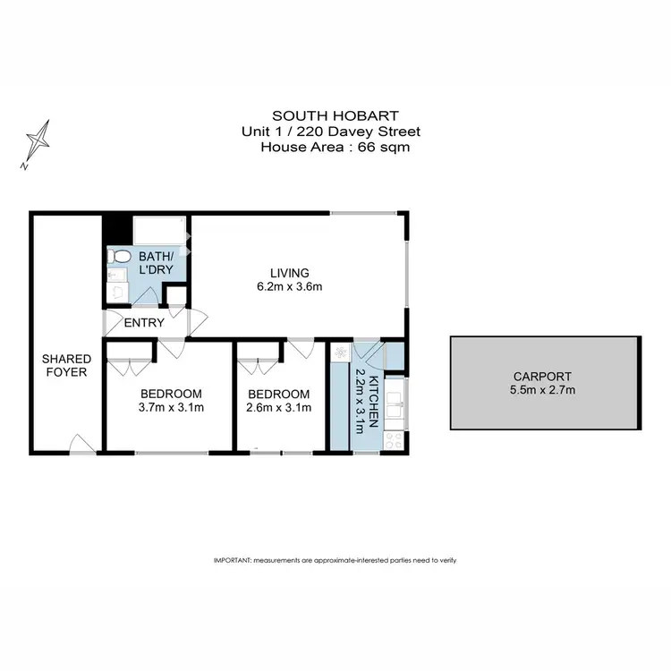 Floorplan of Homely unit listing, 1/220 Davey Street, South Hobart TAS 7004