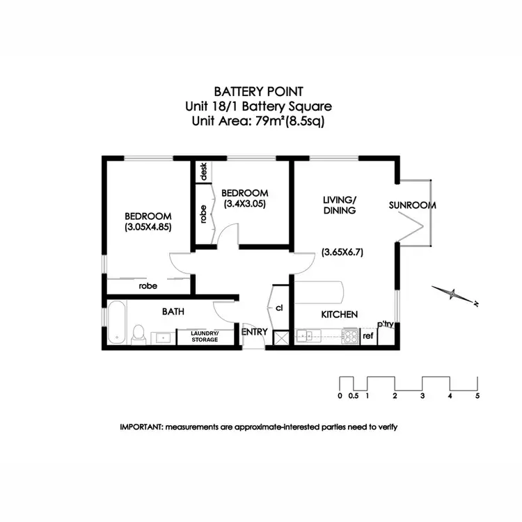 Floorplan of Homely apartment listing, 18/1 Battery Square, Battery Point TAS 7004