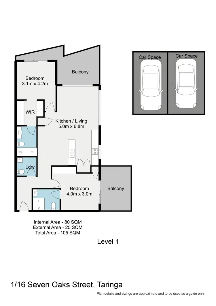 Floorplan of Homely apartment listing, 1/16 Seven Oaks Street, Taringa QLD 4068