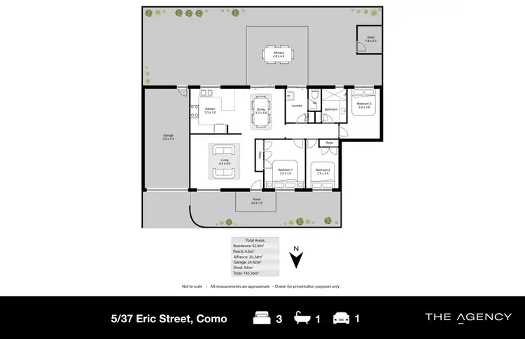 Floorplan of Homely townhouse listing, 5/37 Eric Street, Como WA 6152