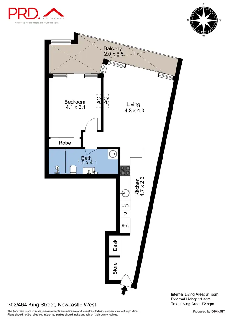 Floorplan of Homely unit listing, 302/464 King Street, Newcastle West NSW 2302
