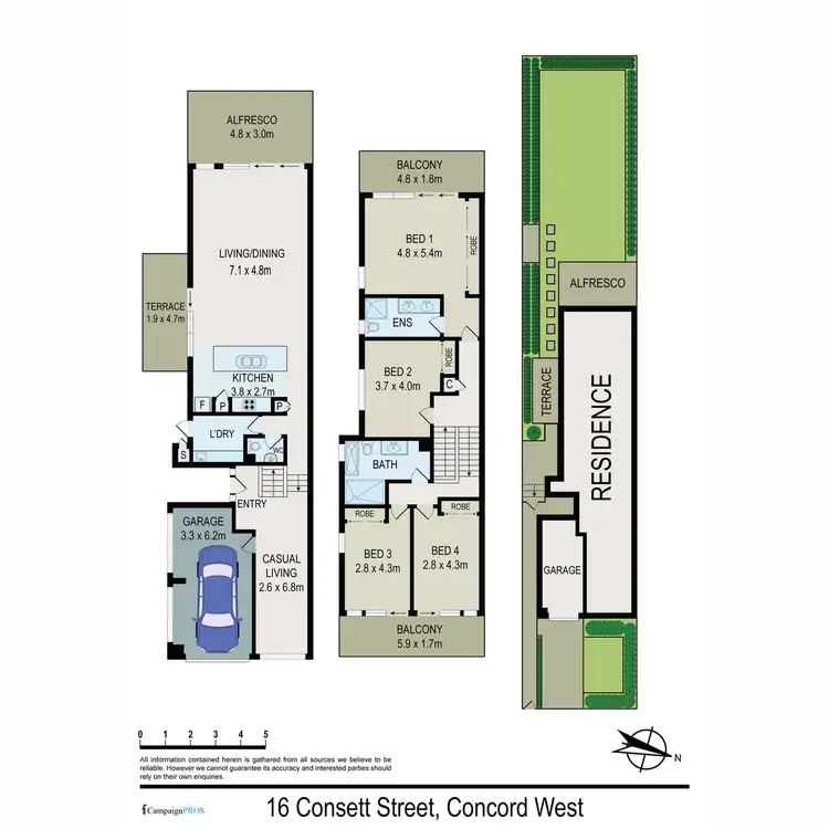 Floorplan of Homely semi-detached listing, 16 Consett Street, Concord West NSW 2138